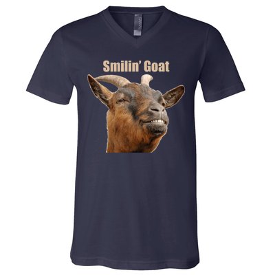 Smiling Goat Funny V-Neck T-Shirt