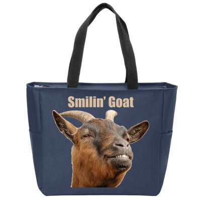 Smiling Goat Funny Zip Tote Bag