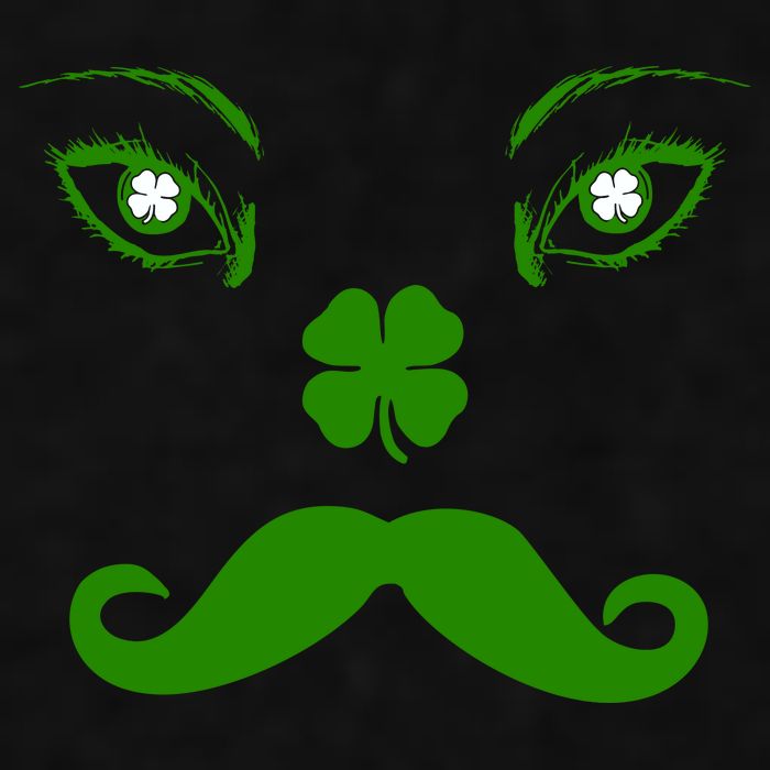 Smiling Irish Eyes Cloverleaf Mustache Ladies PosiCharge Tri-Blend Wicking Tank