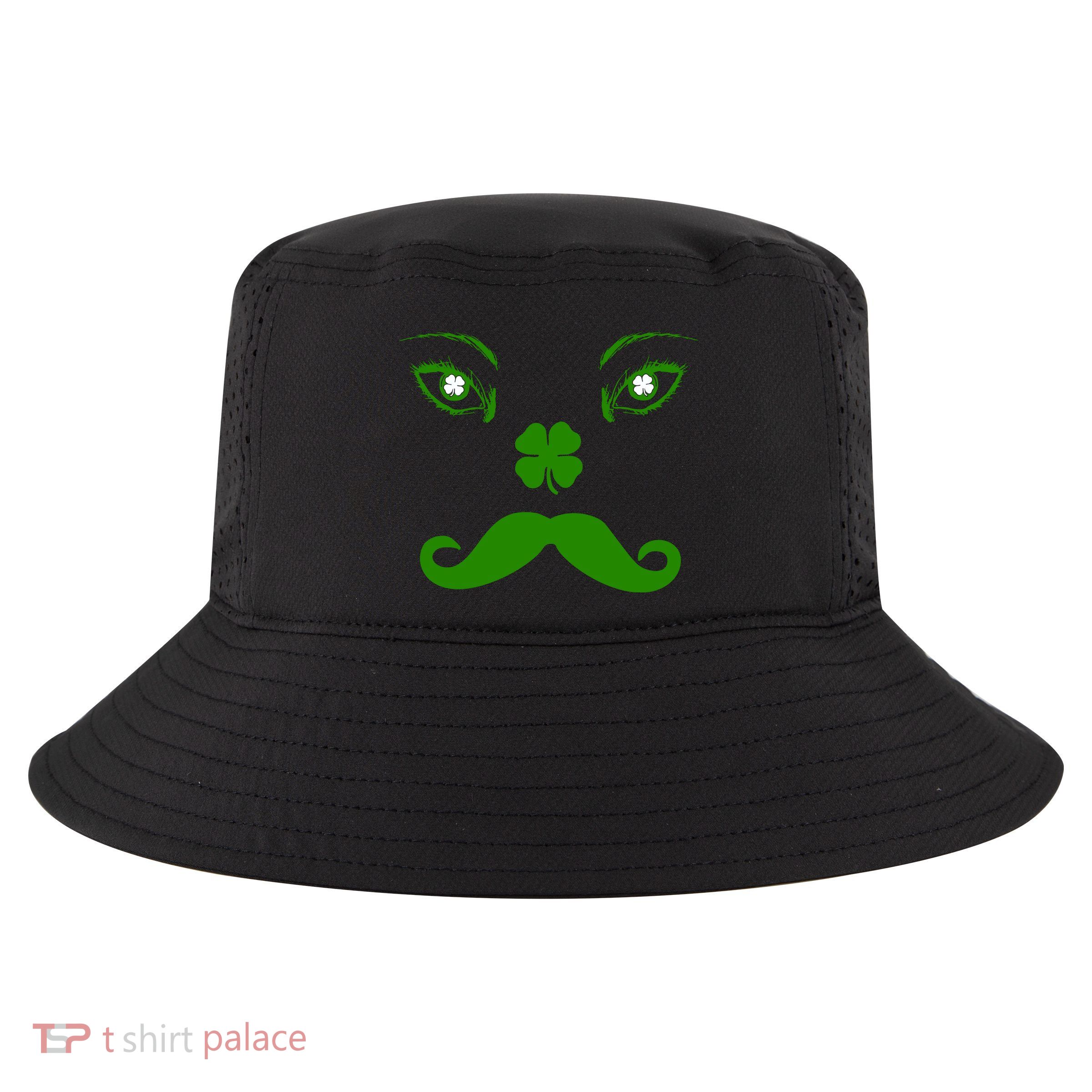 Smiling Irish Eyes Cloverleaf Mustache Cool Comfort Performance Bucket Hat