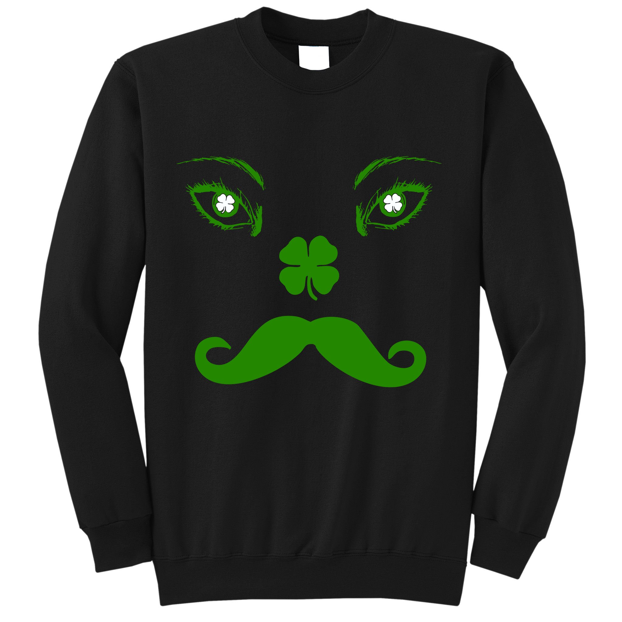 Smiling Irish Eyes Cloverleaf Mustache Sweatshirt