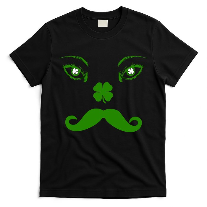 Smiling Irish Eyes Cloverleaf Mustache T-Shirt