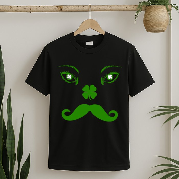 Smiling Irish Eyes Cloverleaf Mustache T-Shirt