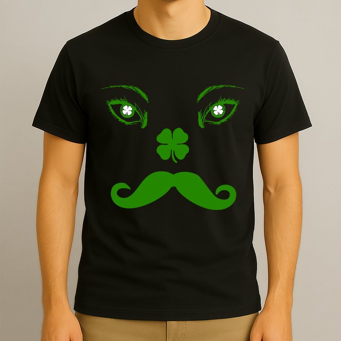 Smiling Irish Eyes Cloverleaf Mustache T-Shirt