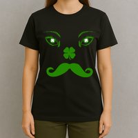 Smiling Irish Eyes Cloverleaf Mustache T-Shirt