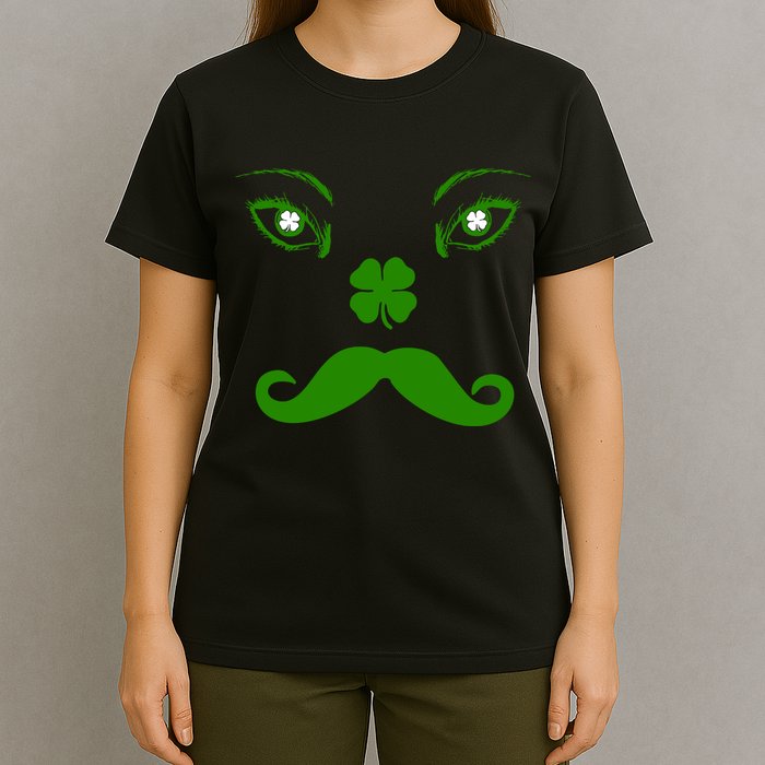 Smiling Irish Eyes Cloverleaf Mustache T-Shirt