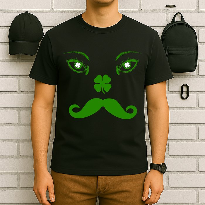 Smiling Irish Eyes Cloverleaf Mustache T-Shirt