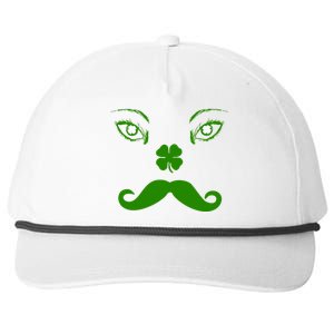 Smiling Irish Eyes Cloverleaf Mustache Snapback Five-Panel Rope Hat