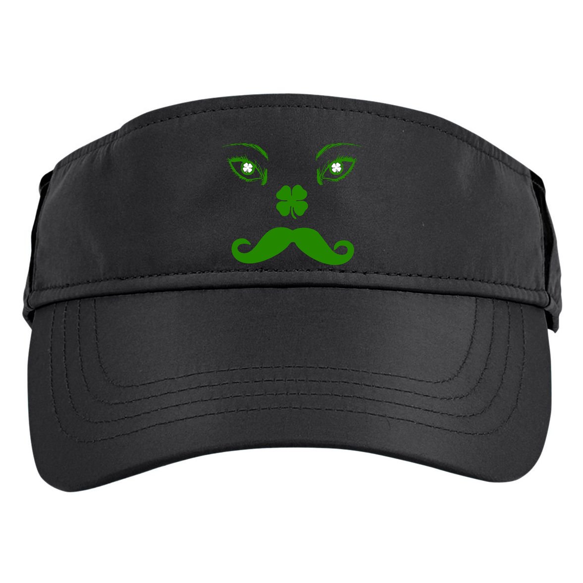 Smiling Irish Eyes Cloverleaf Mustache Adult Drive Performance Visor