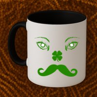 Smiling Irish Eyes Cloverleaf Mustache Mug