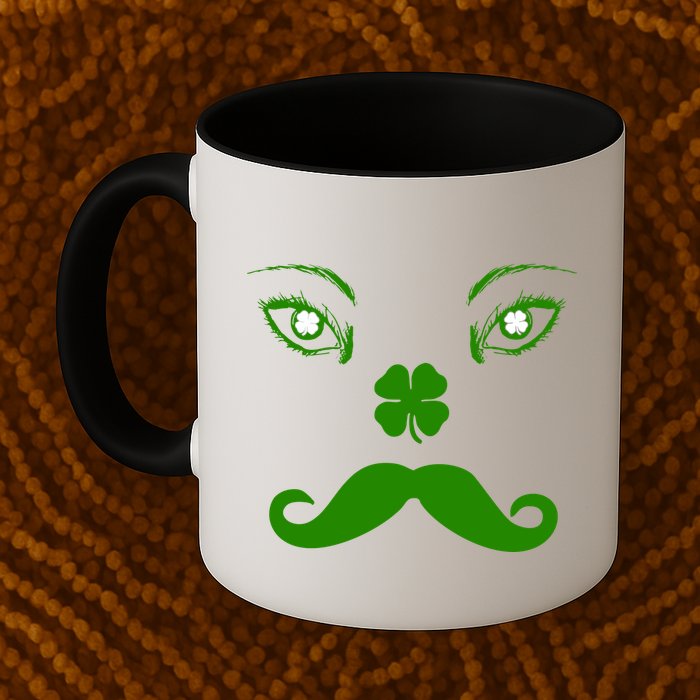 Smiling Irish Eyes Cloverleaf Mustache Mug