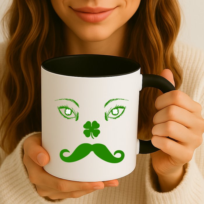 Smiling Irish Eyes Cloverleaf Mustache Mug