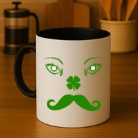 Smiling Irish Eyes Cloverleaf Mustache Mug