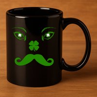 Smiling Irish Eyes Cloverleaf Mustache 11oz C Handle Ceramic Mug