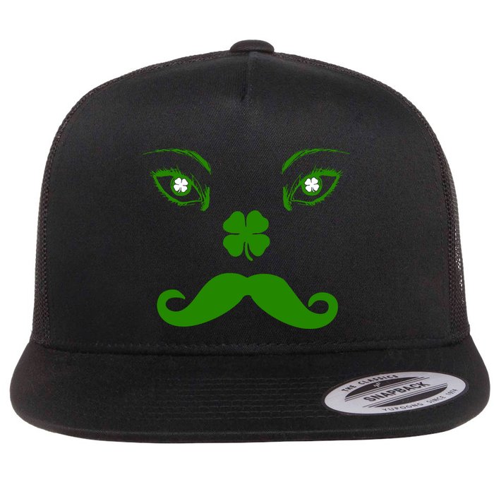 Smiling Irish Eyes Cloverleaf Mustache Flatbill Hat