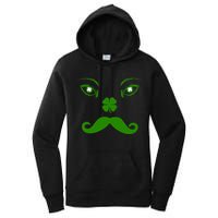 Smiling Irish Eyes Cloverleaf Mustache Women's Pullover Hoodie