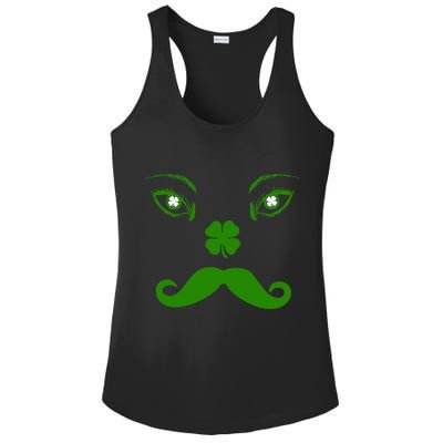 Smiling Irish Eyes Cloverleaf Mustache Ladies PosiCharge Competitor Racerback Tank