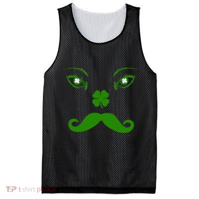 Smiling Irish Eyes Cloverleaf Mustache Mesh Reversible Basketball Jersey Tank
