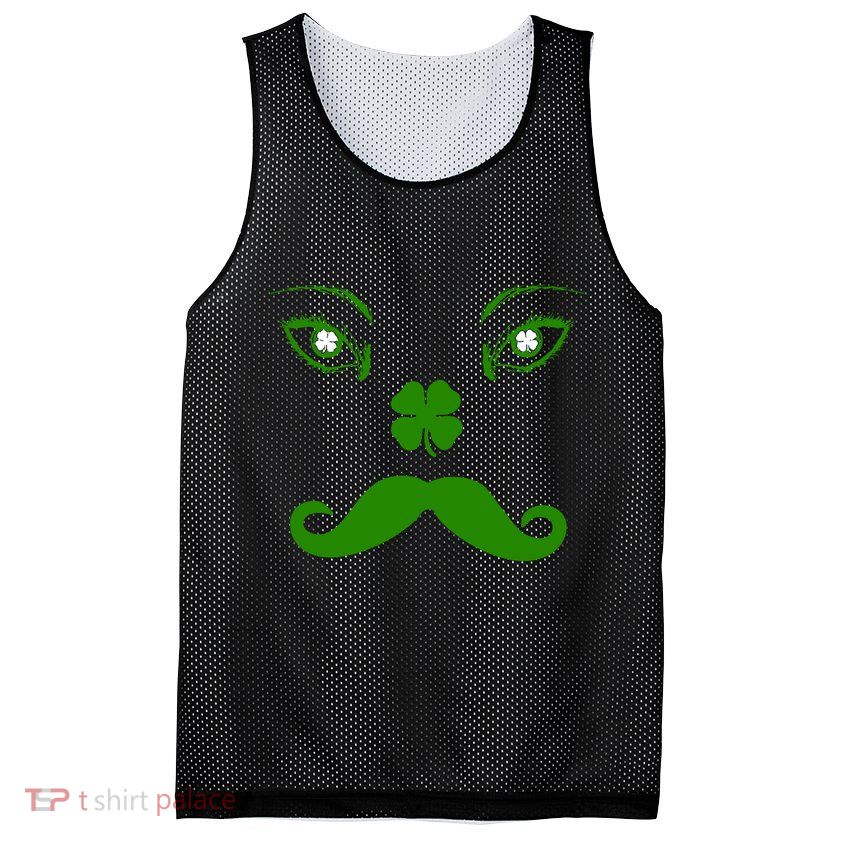 Smiling Irish Eyes Cloverleaf Mustache Mesh Reversible Basketball Jersey Tank