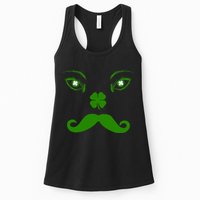 Smiling Irish Eyes Cloverleaf Mustache Womens Tank Top