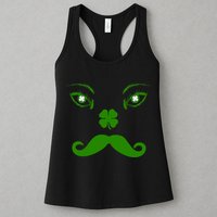 Smiling Irish Eyes Cloverleaf Mustache Womens Tank Top