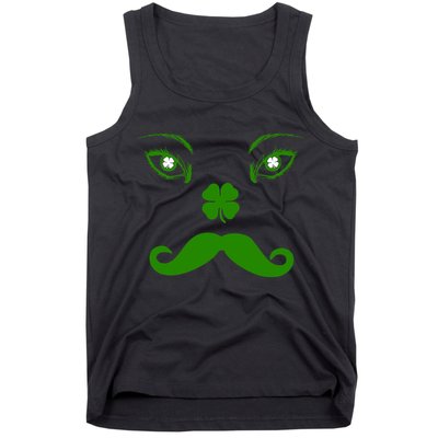 Smiling Irish Eyes Cloverleaf Mustache Tank Top