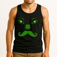Smiling Irish Eyes Cloverleaf Mustache Tank Top