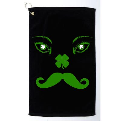 Smiling Irish Eyes Cloverleaf Mustache Golf Towel
