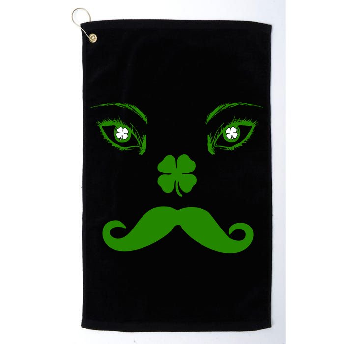 Smiling Irish Eyes Cloverleaf Mustache Golf Towel
