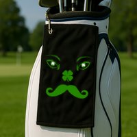 Smiling Irish Eyes Cloverleaf Mustache Golf Towel