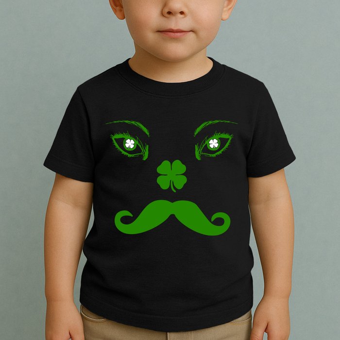 Smiling Irish Eyes Cloverleaf Mustache Toddler T-Shirt
