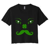 Smiling Irish Eyes Cloverleaf Mustache Crop Top