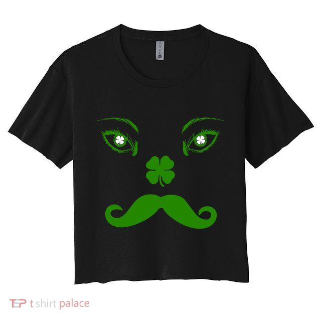 Smiling Irish Eyes Cloverleaf Mustache Crop Top