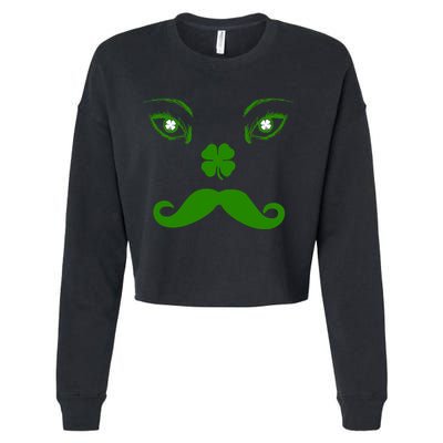 Smiling Irish Eyes Cloverleaf Mustache Cropped Pullover Crew