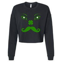 Smiling Irish Eyes Cloverleaf Mustache Cropped Pullover Crew