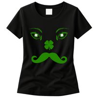 Smiling Irish Eyes Cloverleaf Mustache Womens T-Shirt
