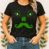 Smiling Irish Eyes Cloverleaf Mustache Womens T-Shirt