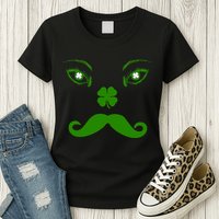Smiling Irish Eyes Cloverleaf Mustache Womens T-Shirt