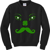 Smiling Irish Eyes Cloverleaf Mustache Kids Sweatshirt