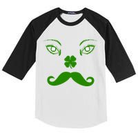 Smiling Irish Eyes Cloverleaf Mustache Kids Colorblock Raglan Jersey