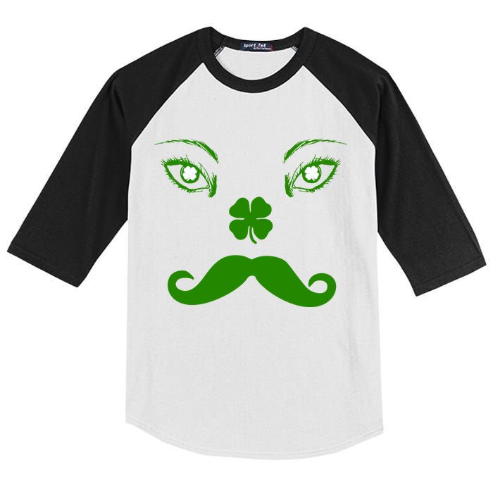 Smiling Irish Eyes Cloverleaf Mustache Kids Colorblock Raglan Jersey