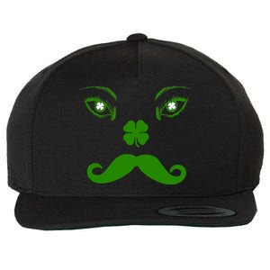 Smiling Irish Eyes Cloverleaf Mustache Wool Snapback Cap