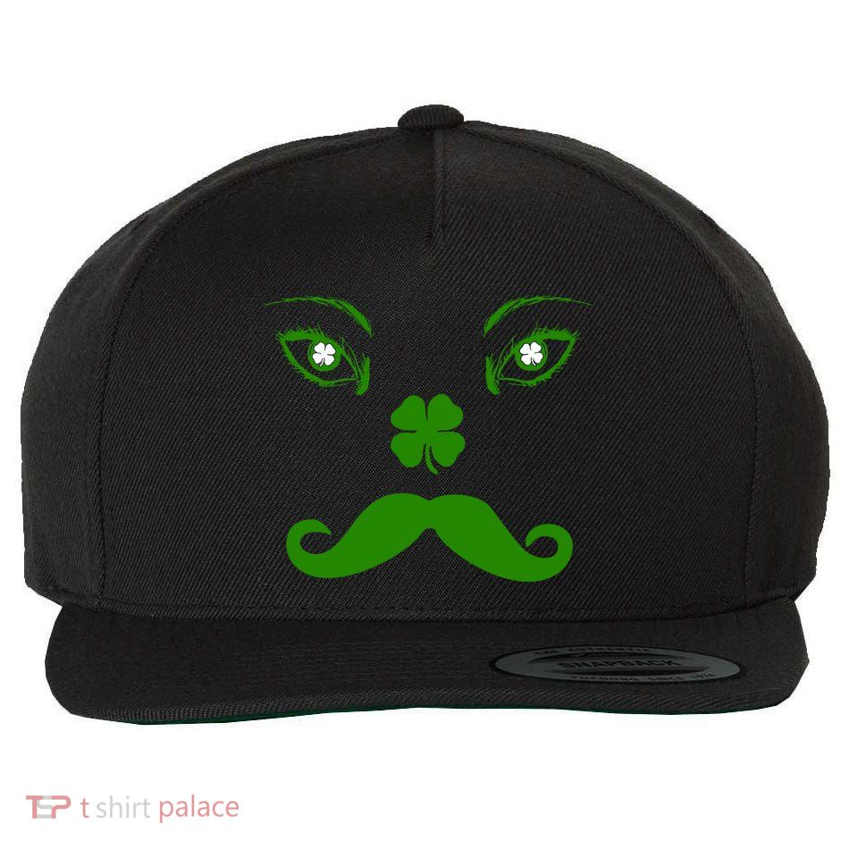 Smiling Irish Eyes Cloverleaf Mustache Wool Snapback Cap