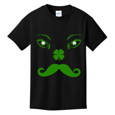 Smiling Irish Eyes Cloverleaf Mustache Kids T-Shirt