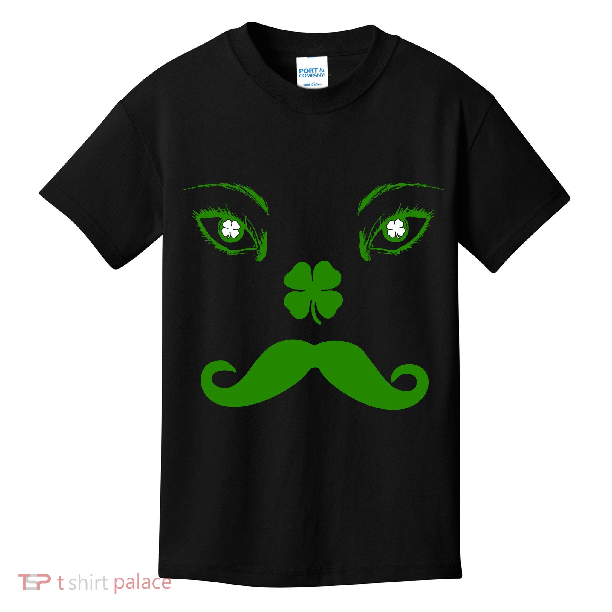 Smiling Irish Eyes Cloverleaf Mustache Kids T-Shirt