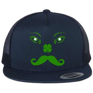 Smiling Irish Eyes Cloverleaf Mustache Flat Bill Trucker Hat