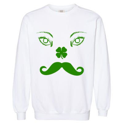 Smiling Irish Eyes Cloverleaf Mustache Garment-Dyed Sweatshirt