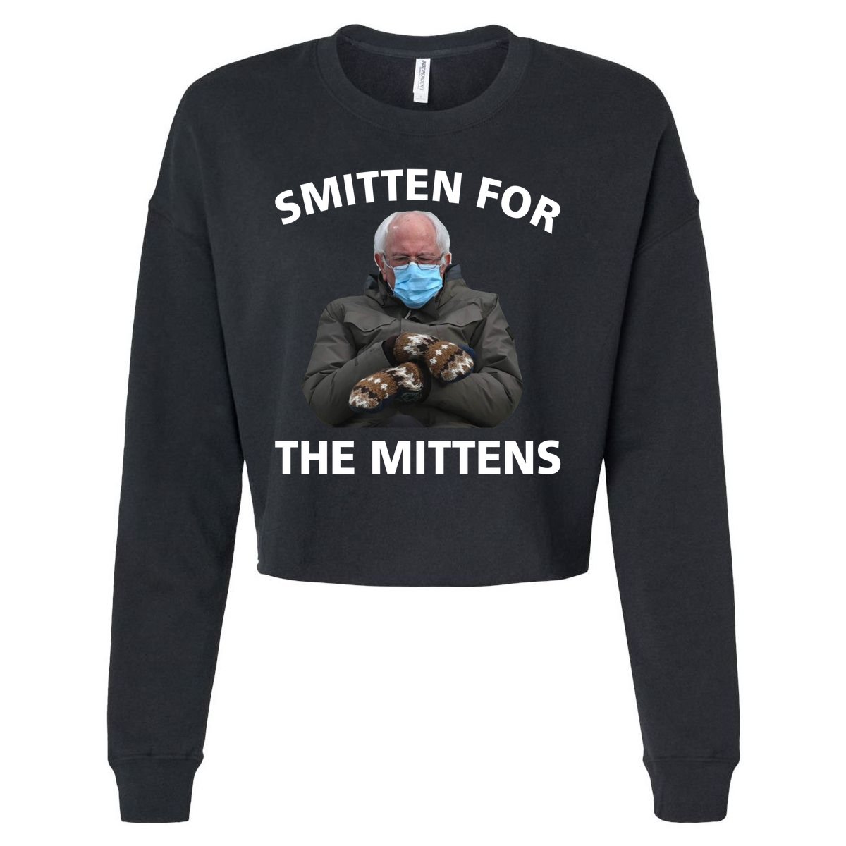Smitten For The Mittens Bernie Sanders Cropped Pullover Crew