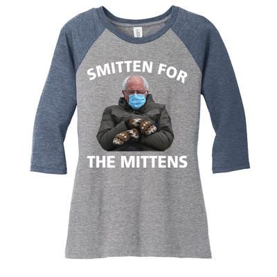 Smitten For The Mittens Bernie Sanders Women's Tri-Blend 3/4-Sleeve Raglan Shirt