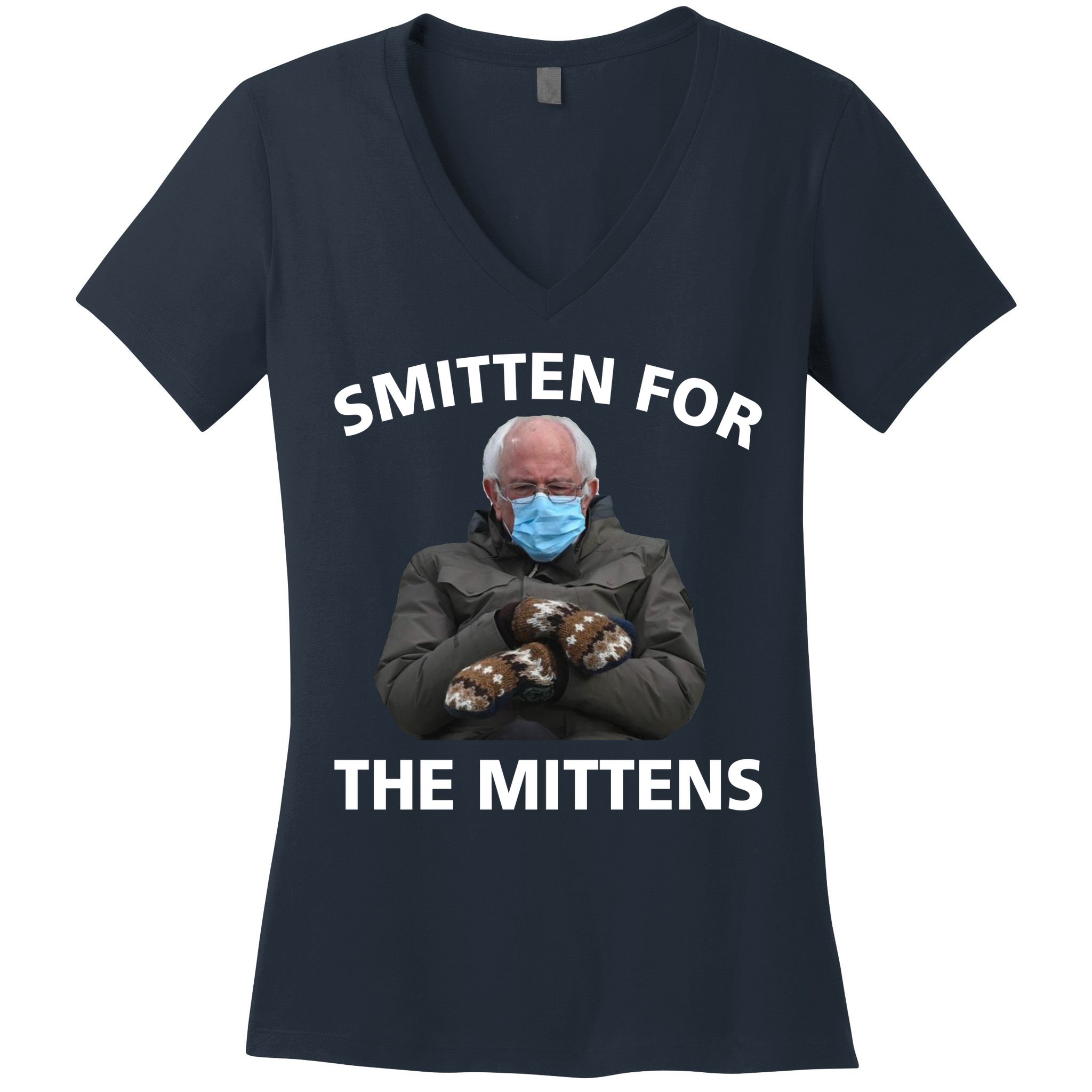 Smitten For The Mittens Bernie Sanders Women's V-Neck T-Shirt
